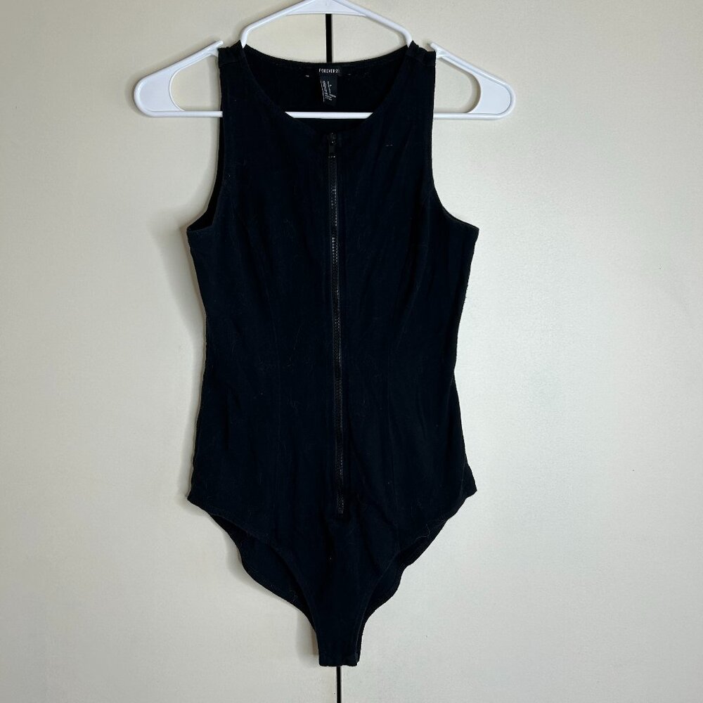 Black Zip Front Bodysuit